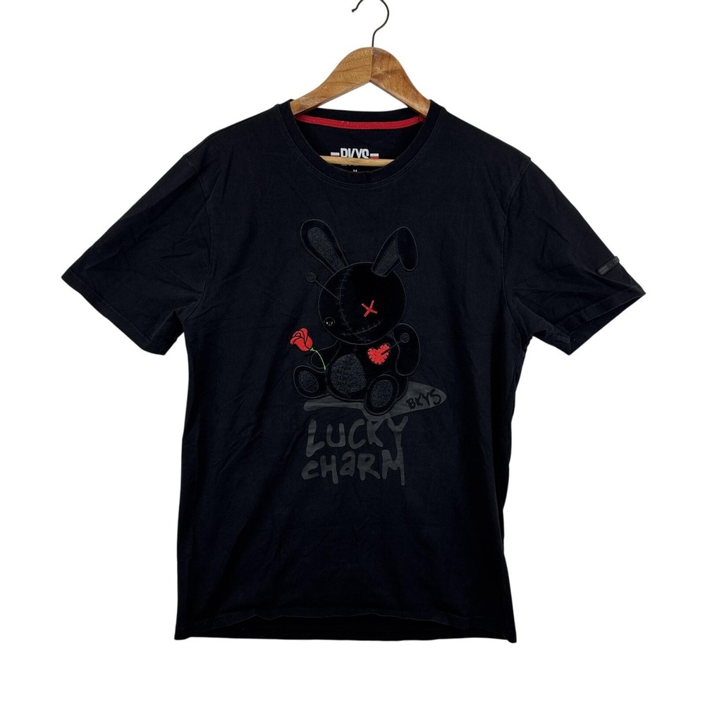 BKYS Shirt Mens Medium Black Lucky Charm‎ Bunny Graphic Streetwear Tee Crewneck